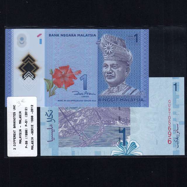 Malásia - Lote de 2 Notas Diferentes - Serie 1998-2021 (Não Circuladas)