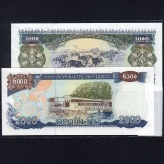 Laos - Lot of 2 Different Banknotes - Series 1998-2003 (Uncirculated)