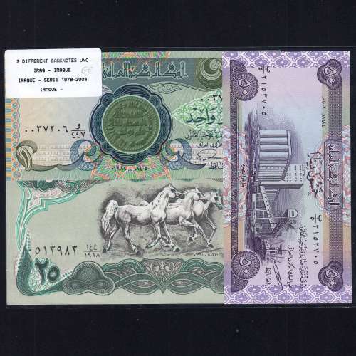 Iraq - Lot of 3 Different Banknotes - Series 1979-2003 (Uncirculated)