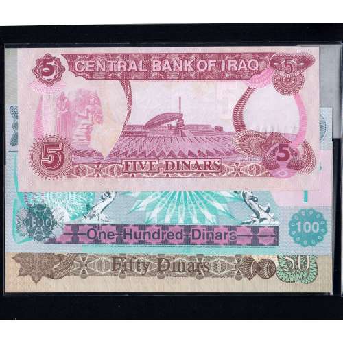 Iraque- Lote de 8 Notas Diferentes-Serie 1990-2002 (Não circuladas)