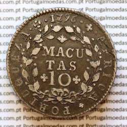 10 Macutas silver 1796 of portuguese queen D. Maria I (1786-1799), Angola Former Colony of Portugal, Coins Angola KM 36
