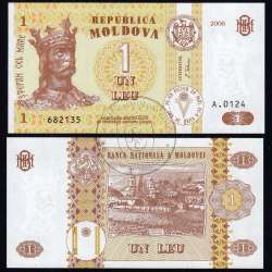 Moldova - 1 Leu Banknote 2006 (Uncirculated) - Pick 8 Moldova - 1 Leu Banknote 2006 (Uncirculated) - Pick 8
