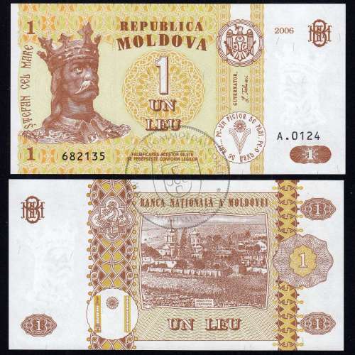 Moldova - 1 Leu Banknote 2006 (Uncirculated) - Pick 8