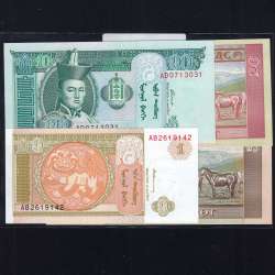Mongólia - Lote de 4 Notas Diferentes-Serie 1993-2020 (Não Circuladas)