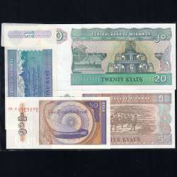 Myanmar - Lot of 4 Different Banknotes-Series 1994-1997 (Uncirculated)