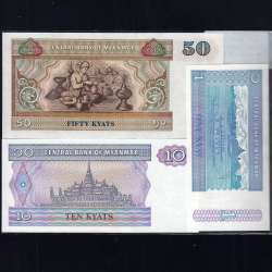 Myanmar - Lot of 6 Different Banknotes - Series 1994-1997 (Uncirculated)
