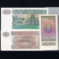 Myanmar - Lot of 6 Different Banknotes - Series 1994-1997 (Uncirculated)