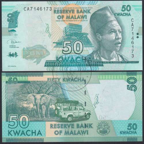 Malawi - Nota 50 Kwacha 2020 (Não Circulada) - Pick 64