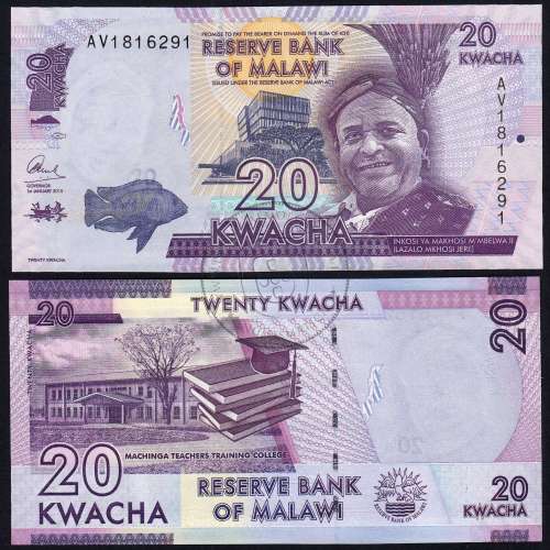 Malawi - Nota 20 Kwacha 2015 (Não Circulada) - Pick 63