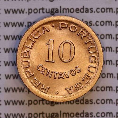 Angola, 10 Centavos 1948 Bronze, "$10" dez centavos 1948, (Soberba), Ex-Colónia Portuguesa, World Coins Angola KM 70