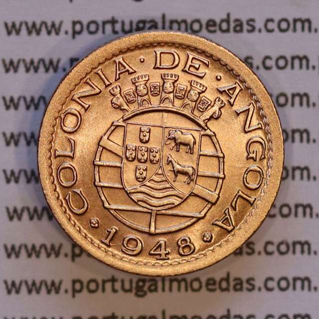 Angola, 10 Centavos 1948 Bronze, "$10" dez centavos 1948, (Soberba), Ex-Colónia Portuguesa, World Coins Angola KM 70