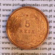 5 réis 1910 bronze D. Manuel II, (MBC+/BELA), World Coins Portugal KM555.