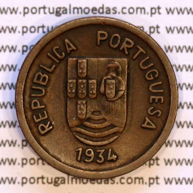 India coin of 1 tanga 1934 Bronze of India Portuguese, (VF+/XF-), World Coins India Portuguese KM 19