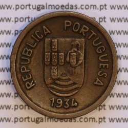 India coin of 1 tanga 1934 Bronze of India Portuguese, (VF+/XF-), World Coins India Portuguese KM 19