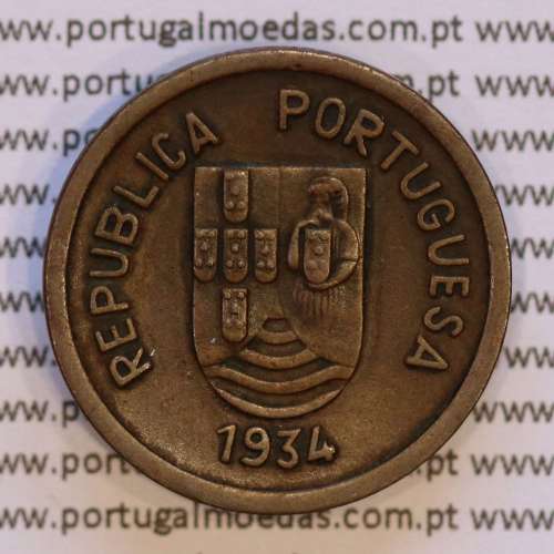 India coin of 1 tanga 1934 Bronze of India Portuguese, (VF+/XF-), World Coins India Portuguese KM 19