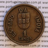 India coin of 1 tanga 1934 Bronze of India Portuguese, (VF+/XF-), World Coins India Portuguese KM 19