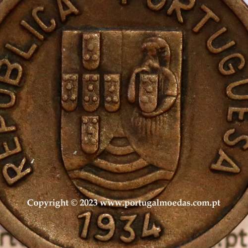 India coin of 1 tanga 1934 Bronze of India Portuguese, (VF+/XF-), World Coins India Portuguese KM 19