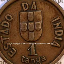 India coin of 1 tanga 1934 Bronze of India Portuguese, (VF+/XF-), World Coins India Portuguese KM 19