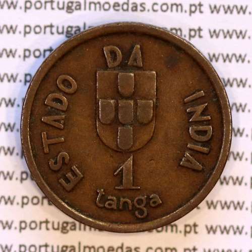 India coin of 1 tanga 1934 Bronze of India Portuguese, (VF+), World Coins India Portuguese KM 19