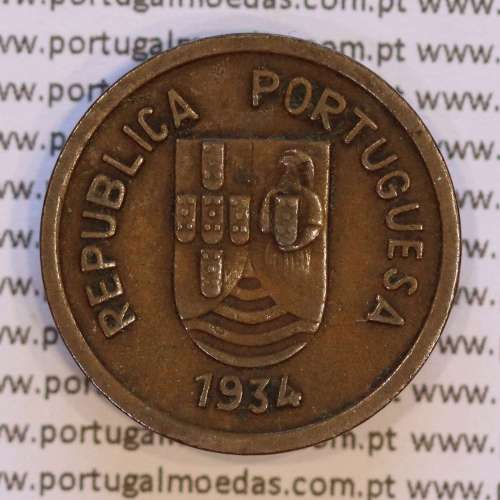 India coin of 1 tanga 1934 Bronze of India Portuguese, (VF+), World Coins India Portuguese KM 19