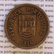 India coin of 1 tanga 1934 Bronze of India Portuguese, (VF+), World Coins India Portuguese KM 19