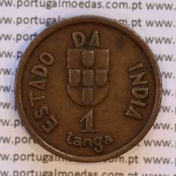 India coin of 1 tanga 1934 Bronze of India Portuguese, (VF+), World Coins India Portuguese KM 19