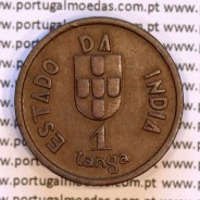 India coin of 1 tanga 1934 Bronze of India Portuguese, (VF+), World Coins India Portuguese KM 19