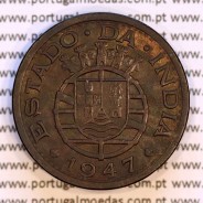 1 Tanga 1947 bronze Estado da India Portuguesa, Ex-Colónia, (MBC+), World Coins India Portuguese KM 24