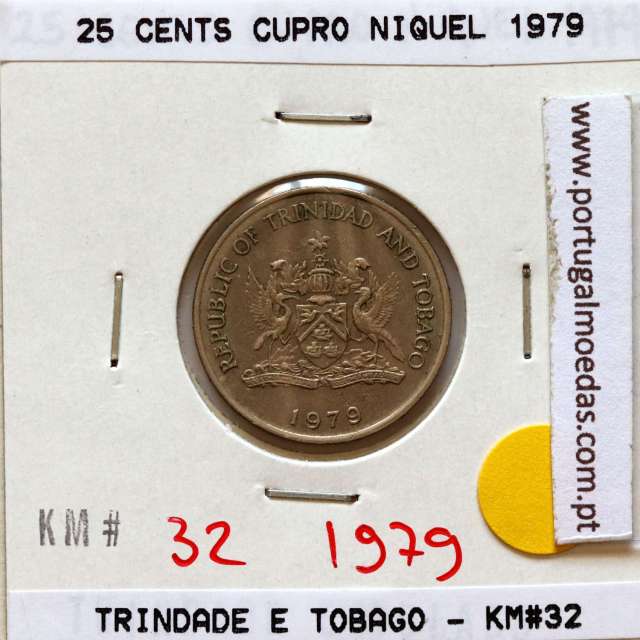 Trinidad and Tobago, 25 Cents 1979 Copper-nickel , (VF), World Coins Trinidad and Tobago KM 32