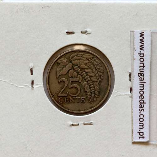 Trindade e Tobago, 25 Cents 1981 cuproníquel, (MBC), World Coins Trinidad and Tobago KM 32