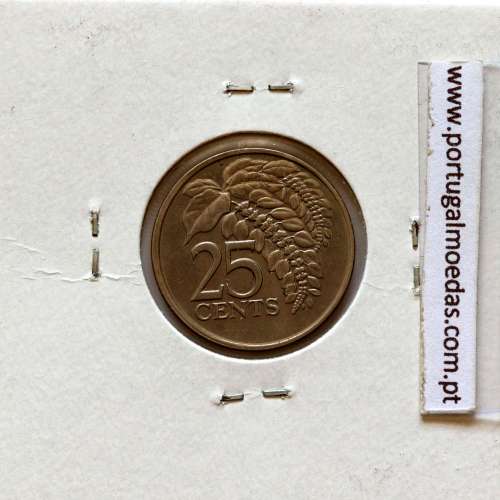 Trindade e Tobago, 25 Cents 1993 cuproníquel, (Bela), World Coins Trinidad and Tobago KM 32