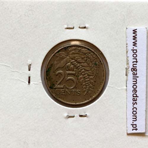 Trindade e Tobago, 25 Cents 1983 cuproníquel, (MBC), World Coins Trinidad and Tobago KM 32