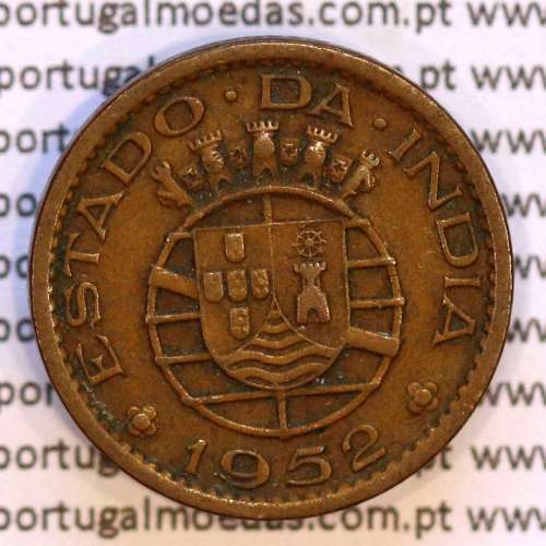 1 Tanga 1952 Bronze Estado da Índia Portuguesa, Ex-Colónia, (MBC+), World Coins India Portuguese KM 28