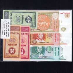 Mongolia - Lot of 9 Different Banknotes-Series 1993-2014 (Uncirculated)