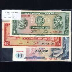 Peru - Lote de 7 Notas Diferentes - Serie 1969-1988 (Não Circuladas)