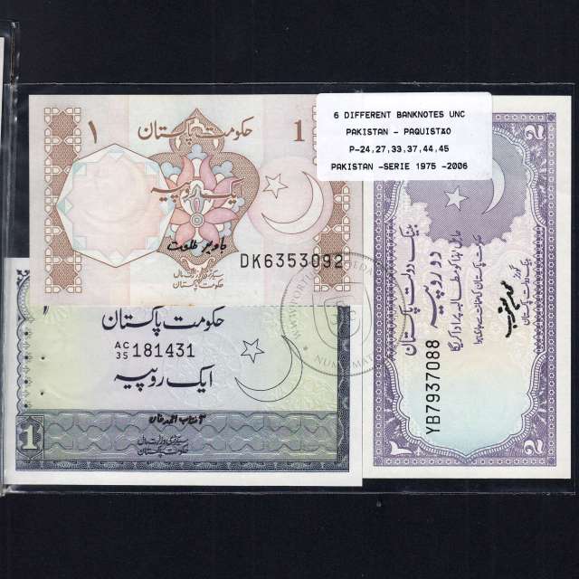 Pakistan - Lot of 6 different banknotes - Series 1975-2006 (Uncirculated)
