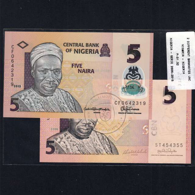 Nigeria - Lot of 2 Different Banknotes - Series 2006-2015 (Uncirculated)