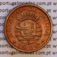 Índia 10 centavos 1959 bronze, $10 centavos 1959 Estado da India Portuguesa, (Bela/Soberba), World Coins India Portuguese KM 30