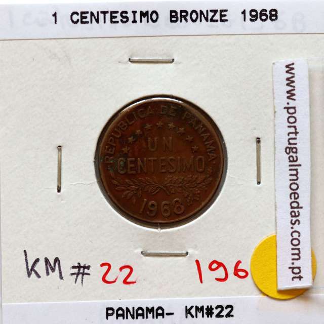 Panama, 1 Centesimo 1968 Bronze, Um Centésimo 1968, (VF+), World Coins Panama KM 22