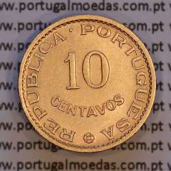 India portuguese, 10 centavos 1958 bronze, $10 centavos 1958 colony Índia Portuguese , (XF), World Coins India Portuguese KM3 0