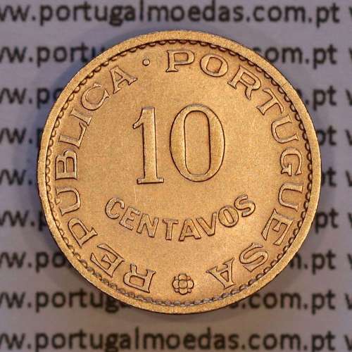 India portuguese, 10 centavos 1958 bronze, $10 centavos 1958 colony Índia Portuguese , (XF), World Coins India Portuguese KM3 0