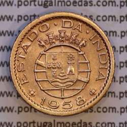India portuguese, 10 centavos 1958 bronze, $10 centavos 1958 colony Índia Portuguese , (XF), World Coins India Portuguese KM3 0