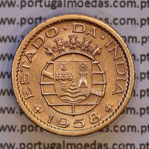 India portuguese, 10 centavos 1958 bronze, $10 centavos 1958 colony Índia Portuguese , (XF), World Coins India Portuguese KM3 0