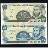 Nicarágua - Lote de 4 Notas Diferentes - Serie 1991 (Não Circuladas)