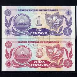 Nicarágua - Lote de 4 Notas Diferentes - Serie 1991 (Não Circuladas)