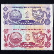Nicarágua - Lote de 4 Notas Diferentes - Serie 1991 (Não Circuladas)