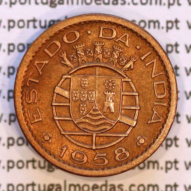 India portuguese, 10 centavos 1958 bronze, $10 centavos 1958 colony Índia Portuguese , (XF), World Coins India Portuguese KM30