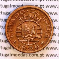 India portuguese, 10 centavos 1958 bronze, $10 centavos 1958 colony Índia Portuguese , (XF), World Coins India Portuguese KM30