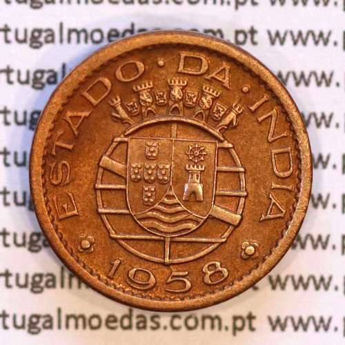 India portuguese, 10 centavos 1958 bronze, $10 centavos 1958 colony Índia Portuguese , (XF), World Coins India Portuguese KM30