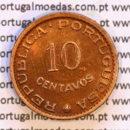 Índia 10 centavos 1958 bronze Estado da India Portuguesa, $10 centavos 1958 Índia, (Bela), World Coins India Portuguese KM 30